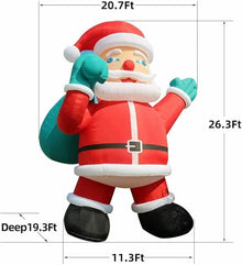 26FT Giant Inflatable Santa Claus Decoration with Built - in LED Lights for Christmas Outdoor Yard Lawn Garden