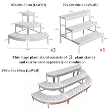 Laohucai Plant Stand Flower Pot Rack, L190cm/74.8in 3 Tier Stepped Garden Flower Pot Display Shelf for Indoor Outdoor Patio Yards Gardens Balcony（1 Rectangular & 2 Fan-Shaped Plant Shelf）, White