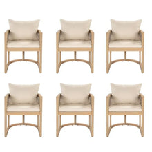 Christopher Knight Home Malo Outdoor Dining Chairs Set of 6 with Cushion, Acacia Wood Patio Dining Chair with Woven Rope Accent, Kitchen Side Chair, Patio Furniture Dining Set, Light Teak+ Beige