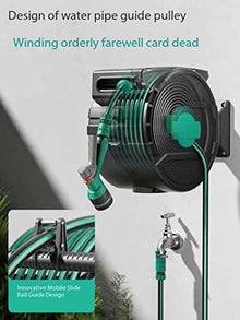 Hose Reel, Wall Mounted Automatic Retractable Telescoping Hose, 180° Rotating Bracket, Storage Hose Cart, Ideal for Garden Watering (27m)