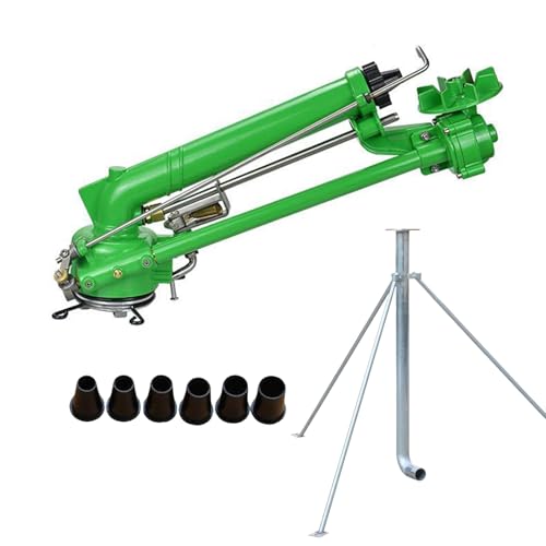 BAIYITONGDA Big Rain Gun Sprinkler with Tripod Base, 2" Impulse Impact Sprinkler, 360° Large-Area Watering Spray, Lawn Sprinkler for Farmland Irrigation, Dust Removal