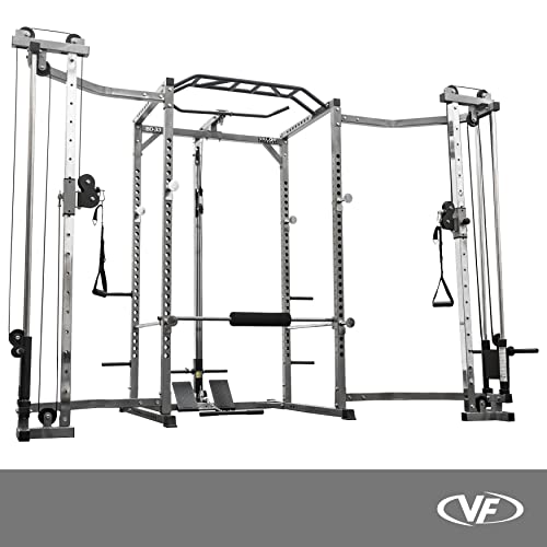 Valor Fitness BD-33BCCL Power Rack w/LAT Pull and Cable Crossover - Black
