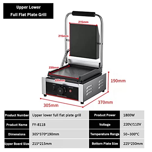 Electric Countertop Griddle Grill Stainless Steel Flat Griddle Hotplate Bbq Kitchen Grill Adjustable Temp Control Restaurant Grill for Camping Outdoor Tailgating Kitchen Home Barbecue,811b