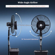 Wrhnkf Commercial Indoor Outdoor Mist Fan with 42L/11Gal Water Tank, High Velocity Industrial Misting Fan, 60° Oscillation & 3 Speed Setting, for Cooling Patio, Barn, Greenhouse(75cm/29.5in)