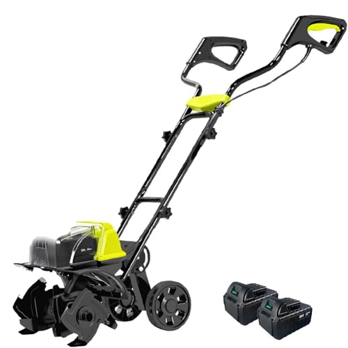Cordless Electric Garden Rotary Tiller with Adjustable Height and Dual Lithium Battery Life, Suitable for Lawn and Field Soil Cultivation