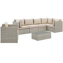 Modway Repose 7-Piece Outdoor Patio Sectional Set Light Gray Beige