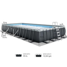 Intex Ultra XTR Deluxe Rectangular Above Ground Pool Set 32ft x 16ft x 52in with Sand Filter Pump Gray