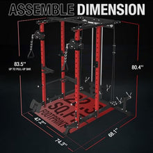 Mikolo Power Cage with LAT PullDown, Cable Crossover & Pulley System Red