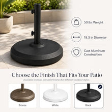 Treasure Garden 50 lb Garden Market Umbrella Base – Black Auminum Shell with Cast Iron Core – Fits 1.5 Inch Poles