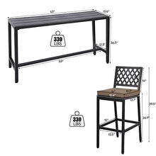 Sumshadow Outdoor Patio Bar Set, Bar Height Patio Dining Set, Weather-Resistant Bistro Counter Pub Set with Cushions & Slatted Tabletop for Backyard, Garden, Yard (63" Table, 6 "X Style Stool, Black)