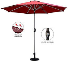 Outdoor Garden Parasols Outdoor Sun Shade Umbrella for Beach/Pool/Patio/Coffee 2.7 m (9 ft) Red Garden Parasol with Crank Tilt 8 Sturdy Steel Ribs