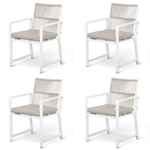 Coreporch Outdoor Patio Dining Chair, 400 Lbs, White, Set of 4
