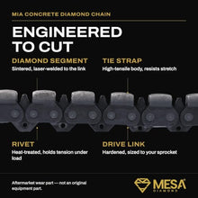 Mesa Diamond 16 in MIA Concrete Diamond Chain - 3/8" F3 Pitch - Fits 695 Concrete Chainsaw - Diamond Chain for Concrete, Reinforced Concrete and Masonry