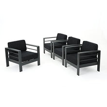 Christopher Knight Home Cape Coral Outdoor Grey Aluminum Club Chairs with Dark Grey Water Resistant Cushions (Set of 4)