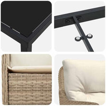 WDGJJFECNMUEHI Modern Outdoor Dining Set 5-Piece with Cushions, Beige Poly Rattan Patio Furniture Set for Garden, Backyard, Terrace, All-Weather Wicker Table and Chairs with Tempered Glass Top