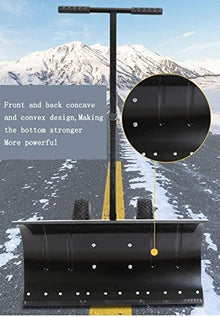 Snow Shovel Rolling Snow Shovel Pusher with Rubber Wheels |Heavy Rolling Snow Pusher with Adjustable Height Handle Snow Pusher