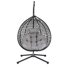 U_STYLE Sturdy Hammock Chair with Stand,Durable Hanging Egg Chair with Rattan Weaving ,Comfortable Indoor Outdoor Swing chairs with Soft Removable Cushion,Suitable for Balcony, Bedroom, or Garden