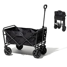Garden Folding Trolley Portable Collapsible Outdoor Utility Wagon Picnic Camping Cart 80kg Max Load Push Wagon Sturdy Lightweight(Black)