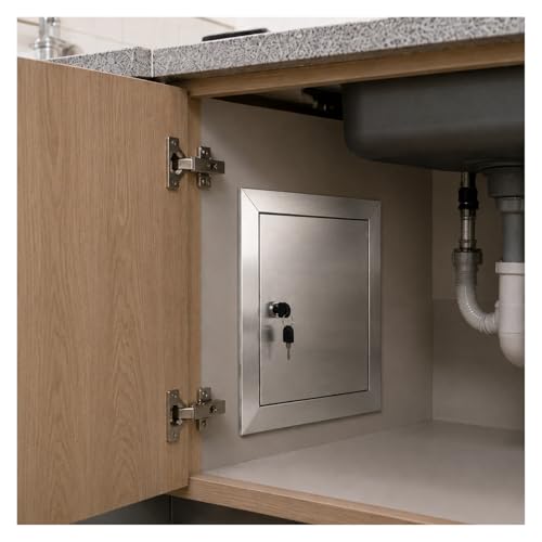 ZJKXJH Indoor/Outdoor Lockable Access Door for Kitchens, Stainless Steel Wall/Ceiling Access Panel, Inspection Door for Storage Rooms/Shops/Offices(Hole 50x65cm)