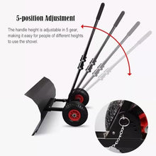 EliteBloom Heavy Duty Snow Pusher Shovel Car for Winter, Driveway Home Garage Emergency Snow Removal Device with Wheels & Handle, Metal Back Saver Snow Plow for Seniors Adult Teen,Black-Small