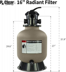 Rx Clear Radiant 16 Inch Above Ground Swimming Pool Sand Filter System