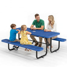 OUTTANS Commercial Metal Picnic Table (Blue, 6' Rectangular)
