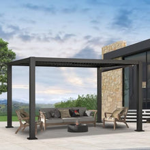 Sumshadow 10x13 Outdoor Louvered Pergola with Adjustable Roof Black