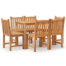 LKJVFCPW 7-Piece Outdoor Dining Set, Solid Teak Wood Patio Table and 6 Chairs, Weather-Resistant Garden Furniture for Backyard, Deck, and Indoor Dining