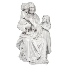 Design Toscano He Loves the Little Children Indoor/Outdoor Holy Religious Garden Statue, 28 Inches High, Cast Stone Resin, Antique Stone Finish