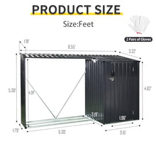 BYLUXA Heavy-Duty Galvanized Steel 2-in-1 Outdoor Firewood Rack & Metal Storage Shed - Rust-Resistant, Weatherproof, Multi-Functional Solution for Firewood & Yard Equipment Storage