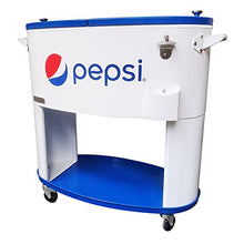 Permasteel 80-Qt Pepsi Outdoor Patio Cooler with Wheels, Large Rolling Beverage Cooler Cart for Backyard, Deck, and Outdoor Use, Portable Hard Cooler with Handles, Pepsi White