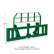 Titan Attachments 72" Pro Series Global Euro Extra Wide Pallet Fork Frame, Fits Global Euro Hookups, Rated 5000 LB, Fits Class II Pallet Fork Blades and Conus 2 Hay Spears, 2" Receiver Hitch