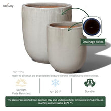Emissary Gray Stoneware Round Planters Set of 2 24in x 27in