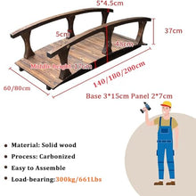TT-YEL Multifunctional Wooden Garden Bridge, Outdoor Decorative Pond Bridge, Arched Landscape Bridge, Courtyard Patio Walkway with Double-Side Mounted Guardrails, Brown, Carbonized,L180×w80×h48cm