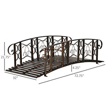 ZenithX 6' Metal Garden Arch Bridge - 660 lbs. Weight Capacity with Safety Siderails & Vine Motifs, Easy Assembly for Backyard Creek/Stream/Pond, Brown