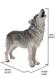 Standing Howling Grey Wolf Statue