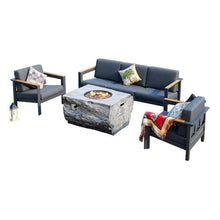 Direct Wicker Gray Aluminum 5-Person Patio Outdoor Seating Group with Cushions and Firepit