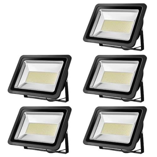 5 Pack 300W LED Flood Light, Viugreum Waterproof IP65 Outdoor Work Lights, 110V 24000LM Warm White(3000K), Super Bright Security Floodlights, Wall Lights for Garage, Garden, Yard