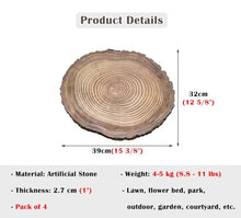 SGeneE Stepping Garden Stone Imitation Wood Grain, Realistic Wood Chips Pavers for Porch Veranda Walkways Pathways, 2pcs 4pcs Outside Lawn Decorative Stones
