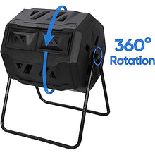 RUYICZB 43 Gallon Outdoor Compost Bin, Dual Chamber Compost Tumbler W/2 Sliding Doors, Large Capacity Composting Bins, Garden Rotating Tumbling Composter for Patio Yard Lawn
