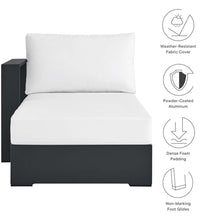 Modway Tahoe Aluminum Outdoor Chaise Lounge in Gray White with Weather-Resistant Cushions, Modular Left-Facing Patio Lounger for Pool Furniture or Sectional Sofa Set