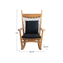 Bloomingville Teakwood Woven Rope Rocking Chair with Cushions Black and Natural