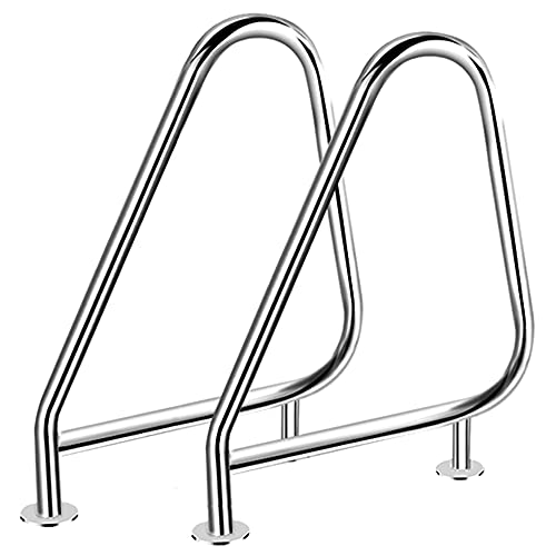 Pool Handrails 304 Stainless Steel Swimming Pool Stair Rail Pool Hand Rail Thickness 1mm 250LBS Load Capacity Rustproof/Silver / 90x81x56cm (Silver 90x81x56cm)