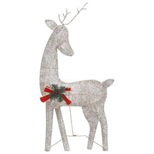 ZXQVLMRS Set of 6 Christmas Reindeer Decorations, Gold Fabric LED Lighted Deer Figures, Outdoor Indoor Holiday Display, 35.4-inch Festive Yard Ornament Kit