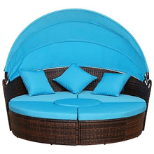 YWMLFZ 4-Piece Rattan Patio Furniture Set,Sunbed with Adjustable Sun Canopy, Sectional Sofa