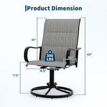 Garvee Patio Swivel Chair Set of 8 Outdoor Dining Chair Padded Mesh Grey