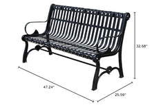 ANSNAM Outdoor Bench Garden Patio Seating Furniture, Outdoor Park Bench Garden Bench, Metal Leisure Cast Iron Bench, Courtyard Terrace Seat Bench with Backrest and Armrest (Size : 120cm)