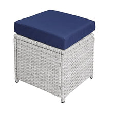 Benjara BM269034 9 Piece Patio Set with Wicker Frame and Ottoman, White
