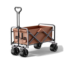 Collapsible Wagon Cart 150L Large Capacity Garden Cart with Rotatable Rubber Wheels and Brake, Portable 600D Oxford Cloth Trolley with Adjustable Handle & Net Pocket,A
