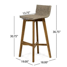 Christopher Knight Home La Brea Outdoor Acacia Wood and Wicker Barstools (Set of 4), Light Brown and Teak